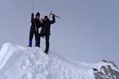 
Jerome Ryan, Dangles And Guide Josh Hoeschen Celebrate On The Mount Vinson Summit
